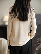 Merino Wool Blend Color Block Fake Two-Piece Crewneck Knit Top