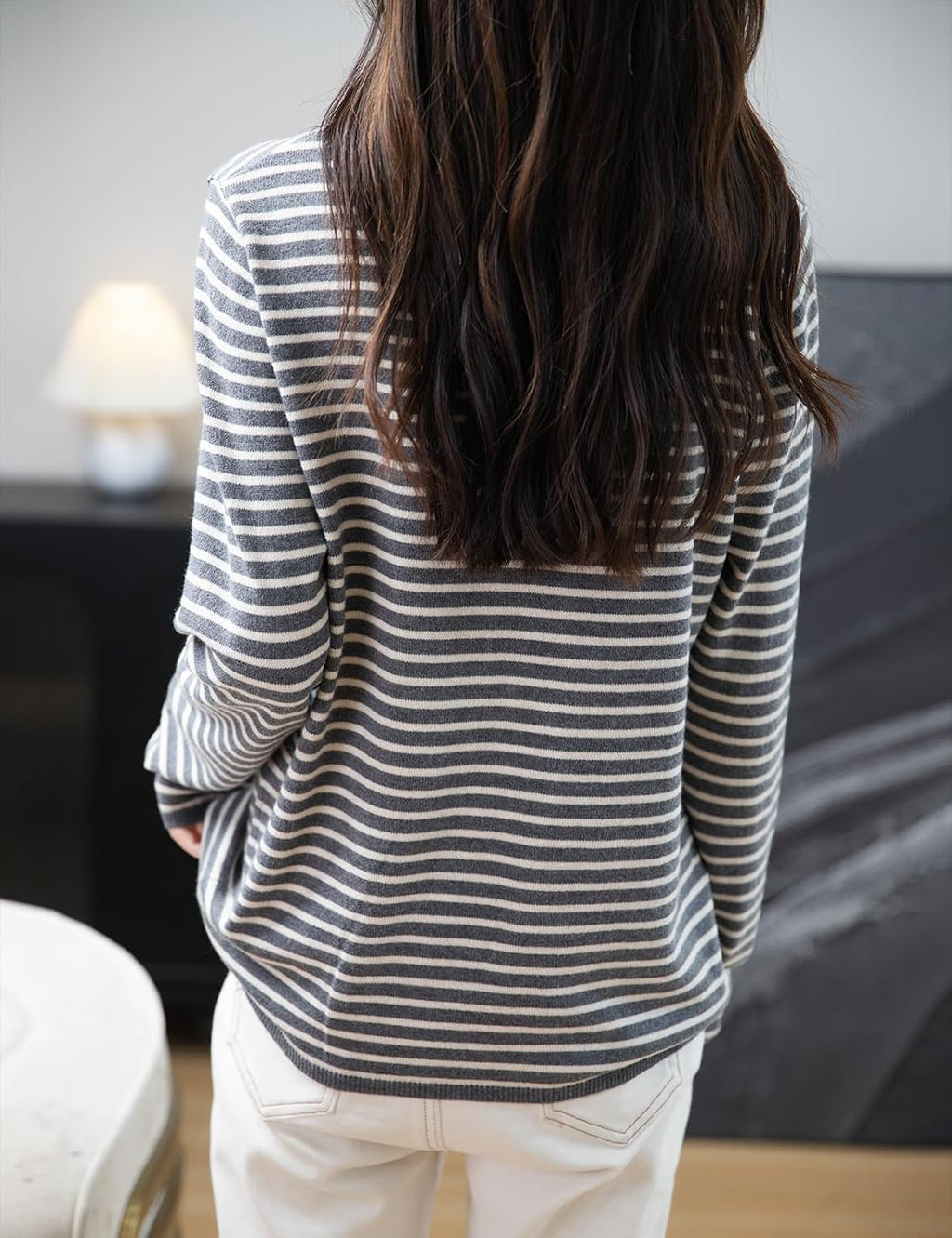 Merino Wool Blend Striped Crewneck Sweater