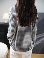 Merino Wool Blend Striped Crewneck Sweater