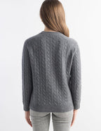 Mongolian Cashmere Cable Crewneck Sweater