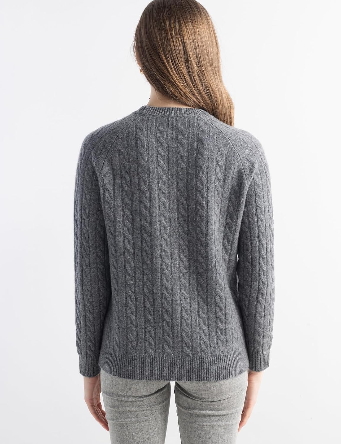 Mongolian Cashmere Cable Crewneck Sweater