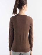 Merino Wool Blend Crew Neck Seamless Knit Sweater
