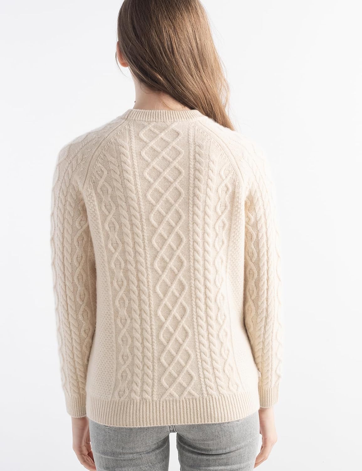 Mongolian Cashmere Cable Crewneck Sweater