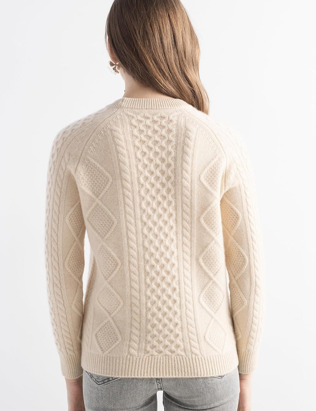 Mongolian Cashmere Slim Cable Crewneck Sweater