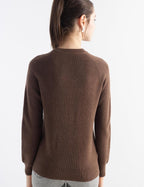 Merino Wool Blend Crew Neck Knit Sweater