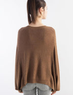 Merino Wool Blend Oversized Crewneck Batwing Sweater