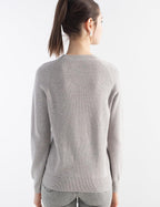 Merino Wool Blend Crew Neck Knit Sweater