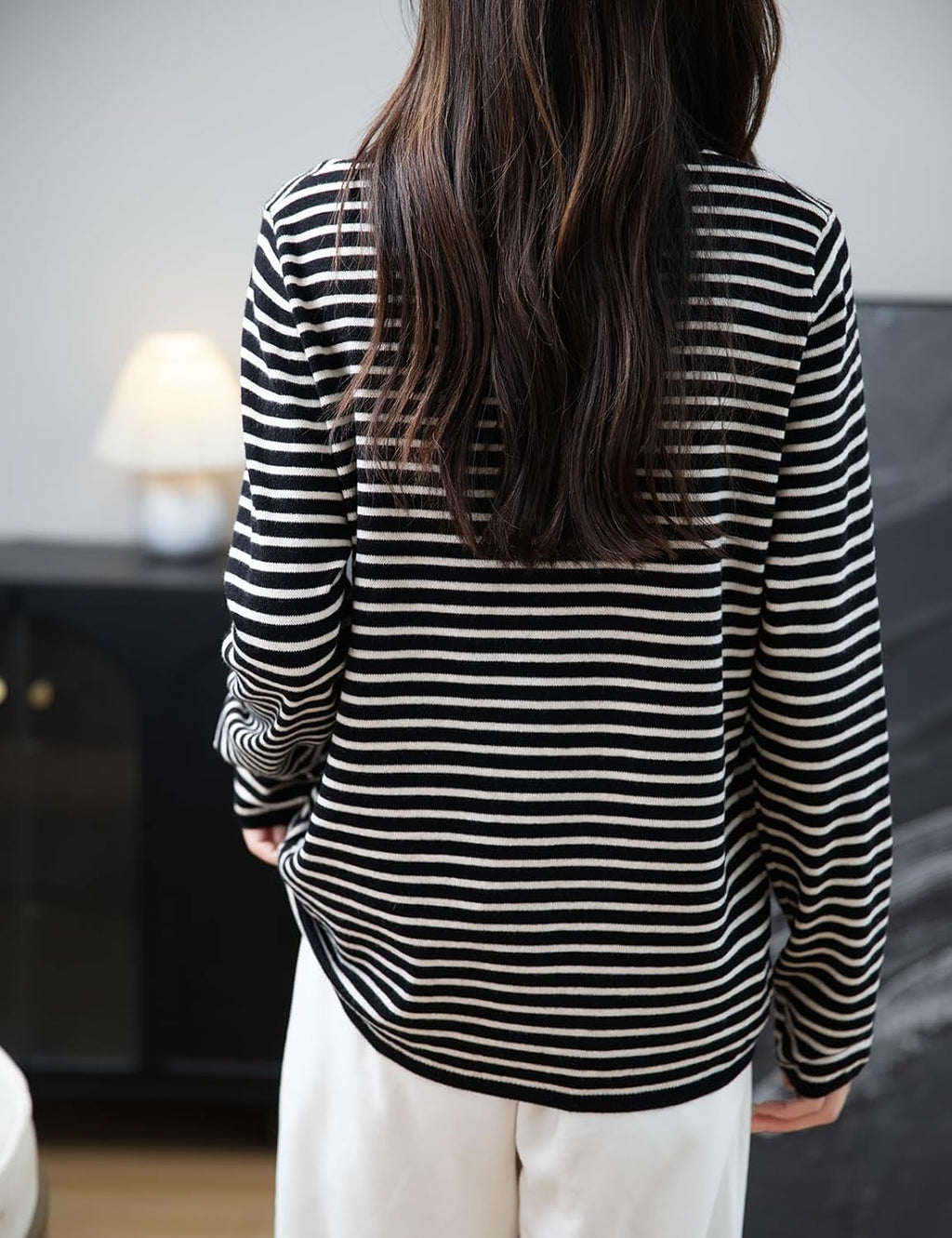 Merino Wool Blend Striped Crewneck Sweater