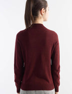 Merino Wool Blend Mock Neck Seamless Knit Sweater