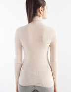 Merino Wool Blend Ribbed Turtleneck Slim Fit Sweater