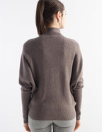 Merino Wool Blend Oversized Mock Neck Batwing Knit Sweater
