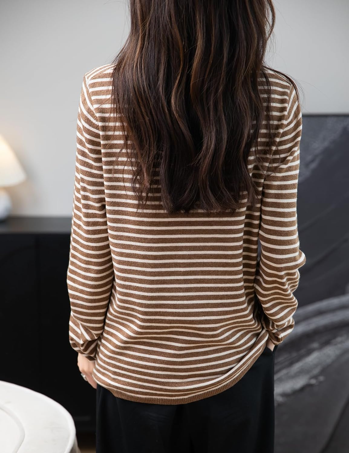 Merino Wool Blend Striped Crewneck Sweater