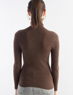 Merino Wool Blend Ribbed Turtleneck Slim Fit Sweater