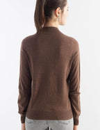 Merino Wool Blend Mock Neck Seamless Knit Sweater