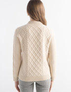 Mongolian Cashmere Casual Mock Neck Cable Sweater