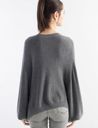 Merino Wool Blend Oversized Crewneck Batwing Sweater