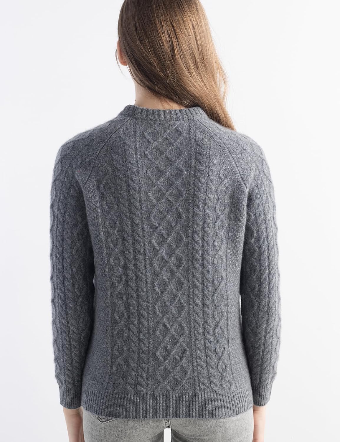 Mongolian Cashmere Cable Crewneck Sweater