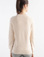 Merino Wool Blend Crew Neck Knit Sweater