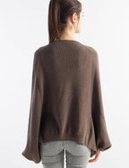 Merino Wool Blend Oversized Crewneck Batwing Sweater