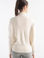 Merino Wool Blend Oversized Mock Neck Batwing Knit Sweater