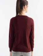Merino Wool Blend Crew Neck Seamless Knit Sweater