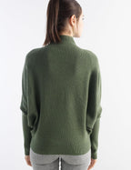 Merino Wool Blend Oversized Mock Neck Batwing Knit Sweater