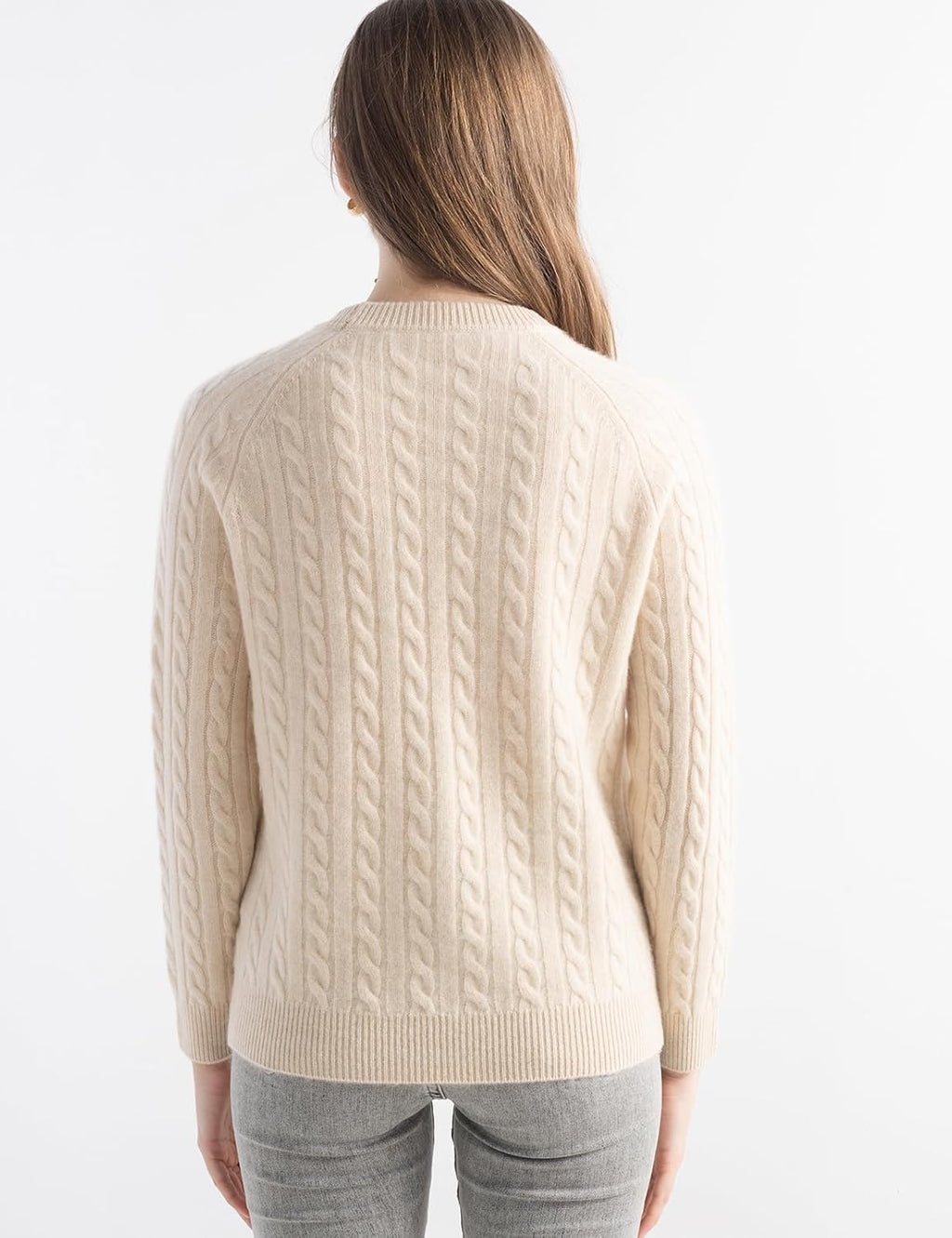 Mongolian Cashmere Cable Crewneck Sweater