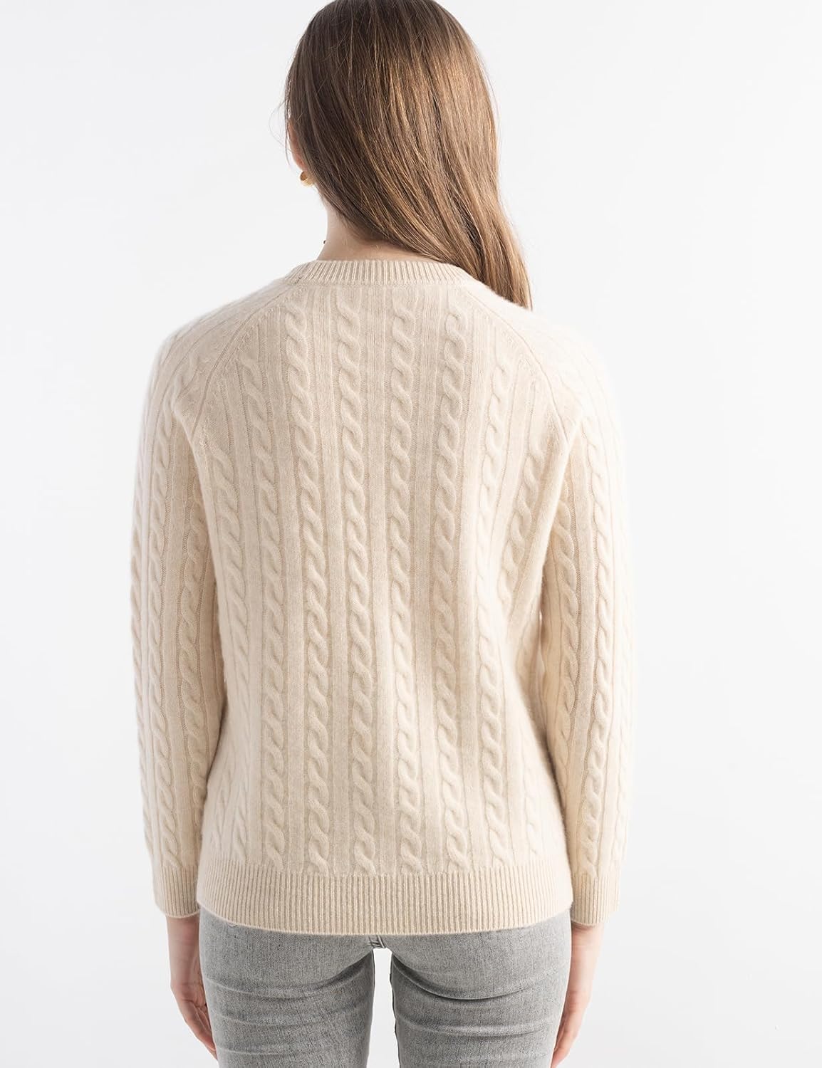 Mongolian Cashmere Cable Crewneck Sweater