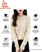100% Merino Wool Crewneck Cable Knit Sweater