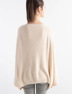 Merino Wool Blend Oversized Crewneck Batwing Sweater