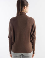 Merino Wool Blend Oversized Mock Neck Batwing Knit Sweater