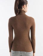 Merino Wool Blend Ribbed Turtleneck Slim Fit Sweater