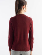 Merino Wool Blend Crew Neck Knit Sweater