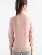 Merino Wool Blend Mock Neck Seamless Knit Sweater