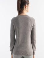 Merino Wool Blend Crew Neck Knit Sweater
