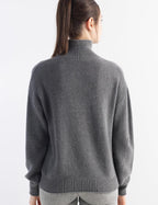 Merino Wool Blend Mock Neck Loose Knit Sweater