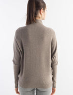 Merino Wool Blend Oversized Mock Neck Batwing Knit Sweater
