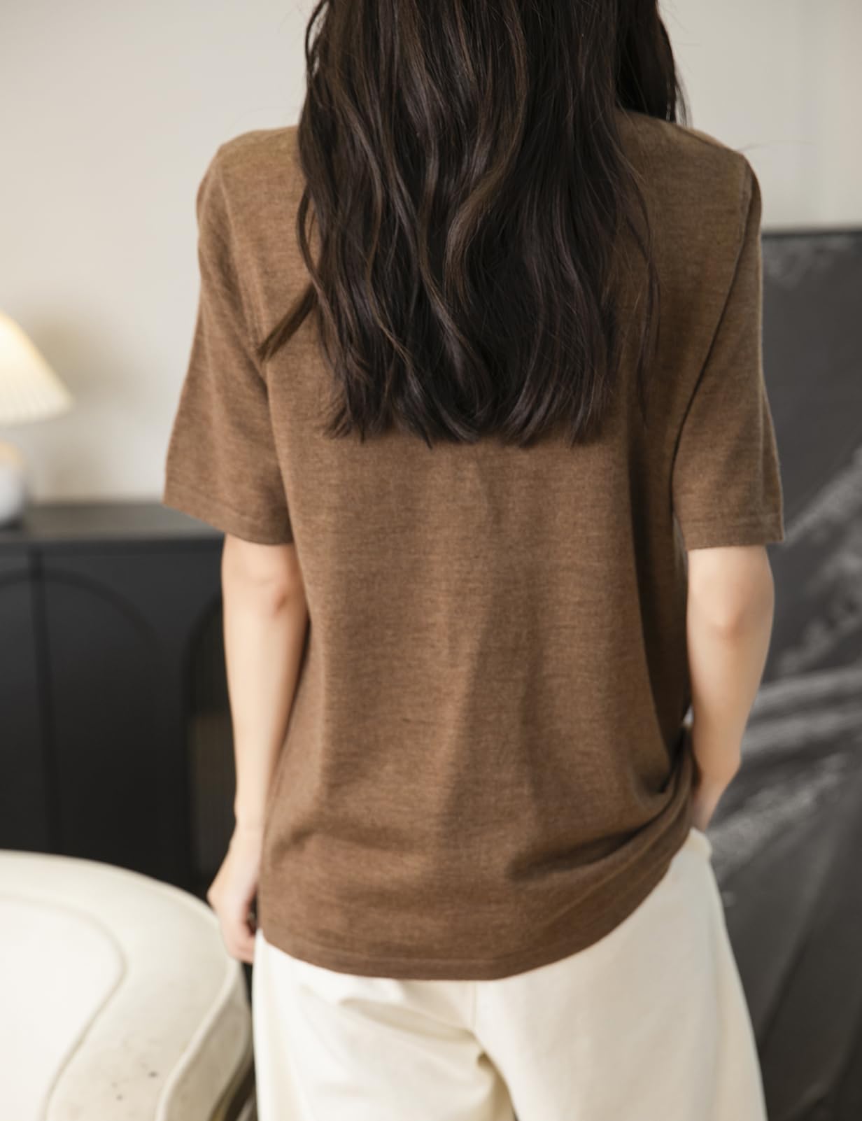 100% Merino Wool Crewneck Travel Tee Sweater
