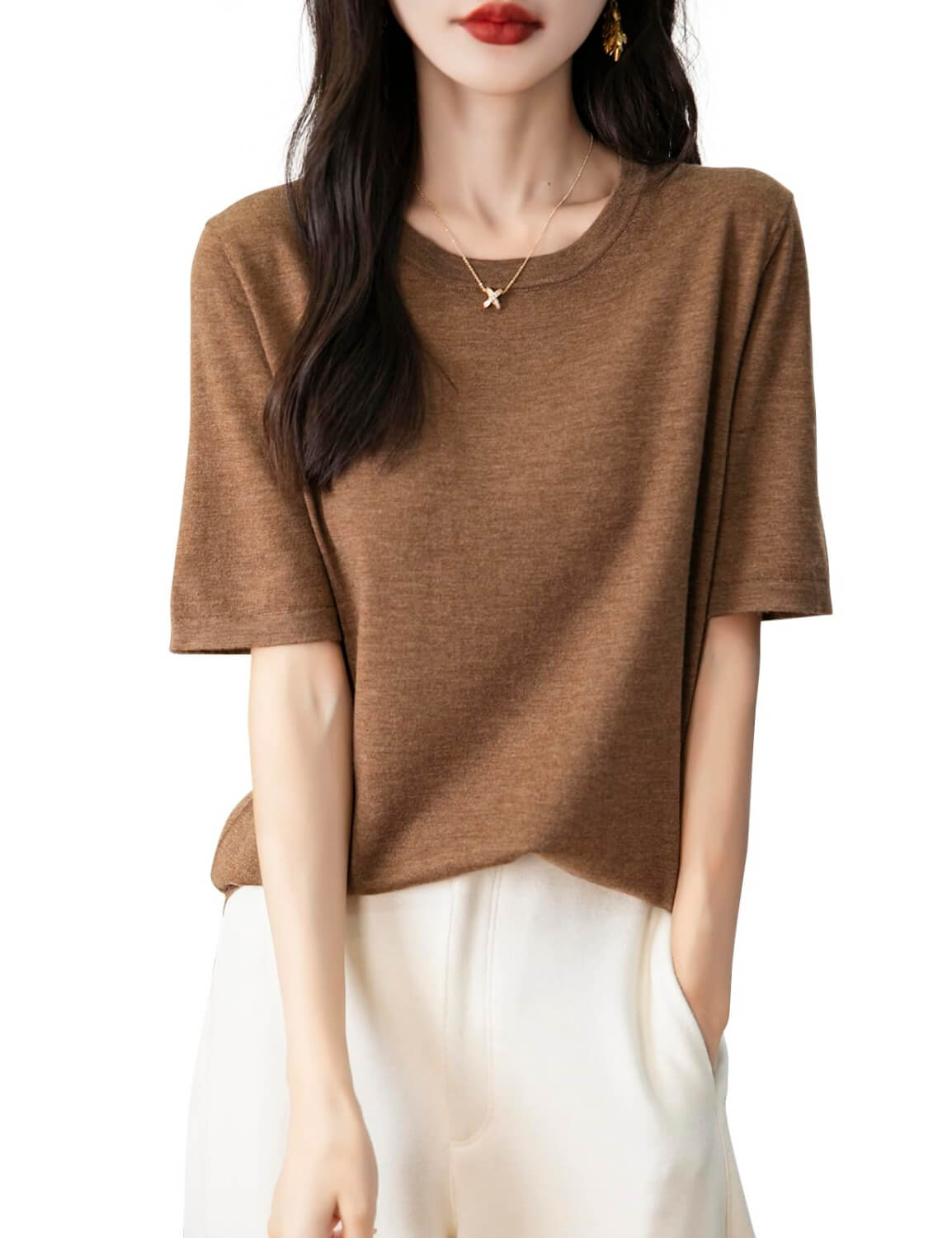 100% Merino Wool Crewneck Travel Tee Sweater