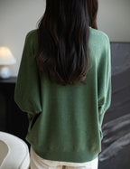 Merino Wool Blend Mock Neck Batwing Sleeve Sweater