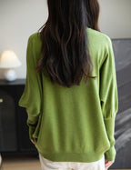 Merino Wool Blend Mock Neck Batwing Sleeve Sweater