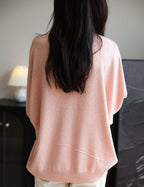 Merino Wool Blend Mock Neck Batwing Sleeve Sweater