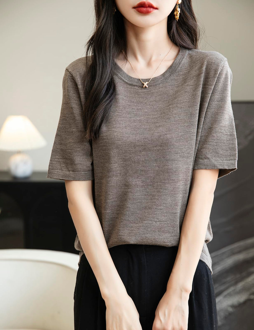 100% Merino Wool Crewneck Travel Tee Sweater