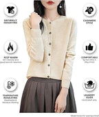 100% Merino Wool Crewneck Cardigan Sweater