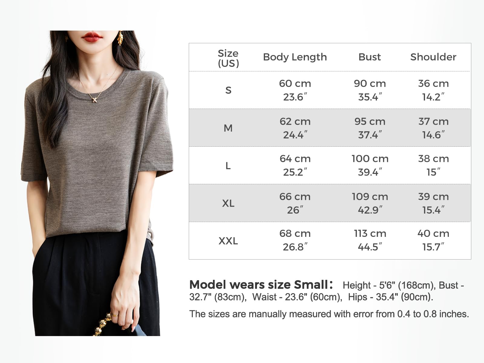 100% Merino Wool Crewneck Travel Tee Sweater