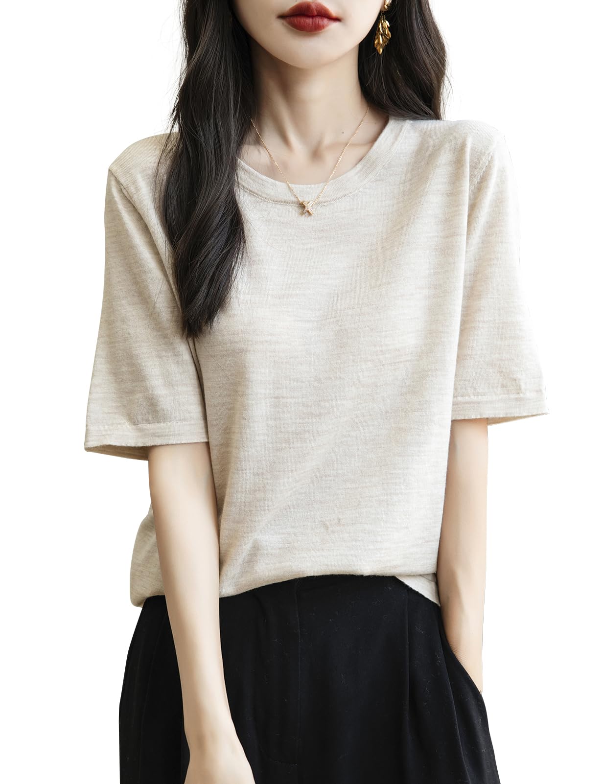 100% Merino Wool Crewneck Travel Tee Sweater