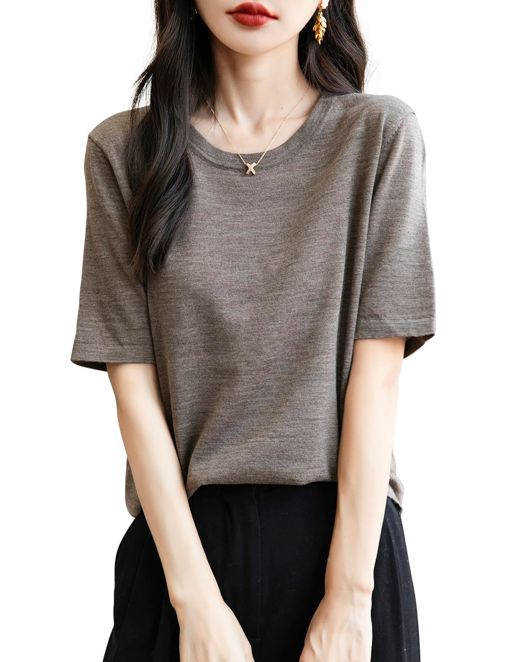 100% Merino Wool Crewneck Travel Tee Sweater