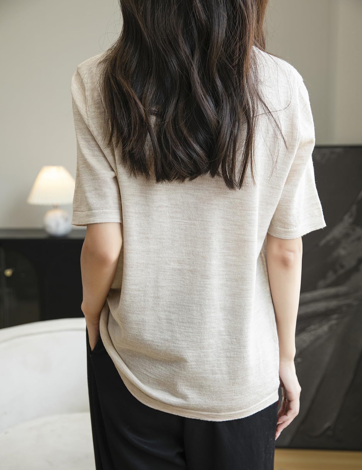 100% Merino Wool Crewneck Travel Tee Sweater