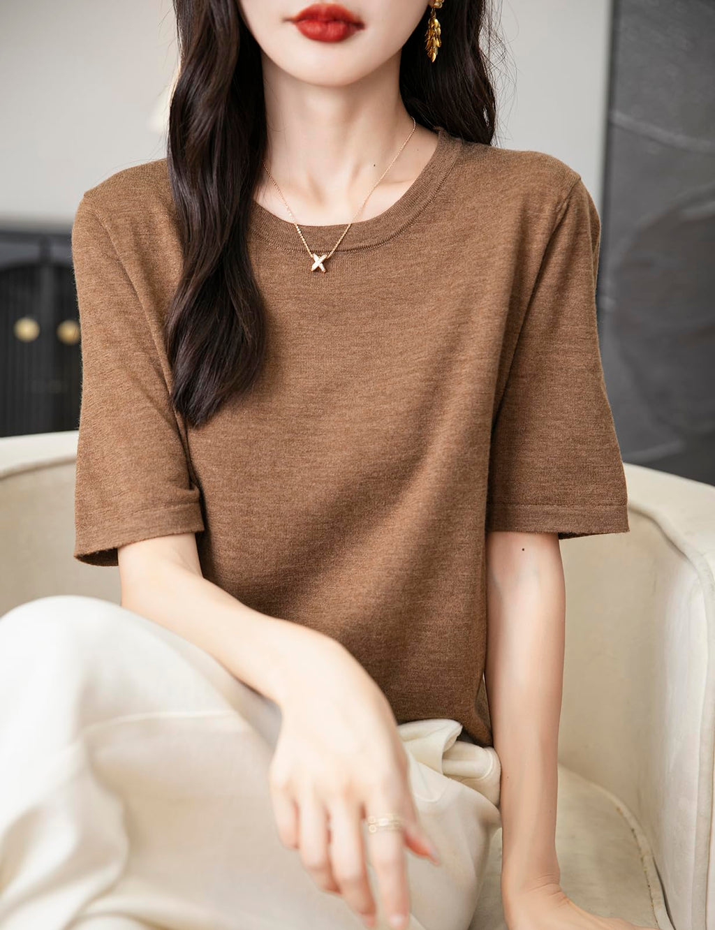 100% Merino Wool Crewneck Travel Tee Sweater