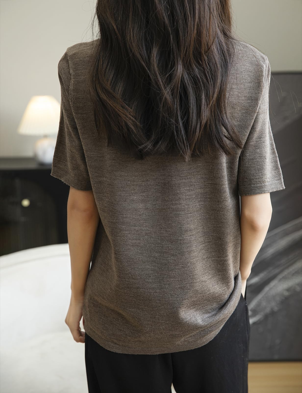 100% Merino Wool Crewneck Travel Tee Sweater